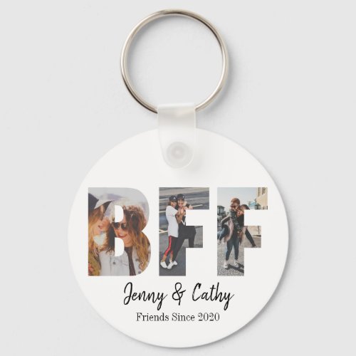 Personalized BFF Photo Collage Best Friend Forever Keychain