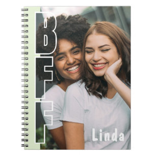 Personalized BFF Photo Illusion Green Notebook