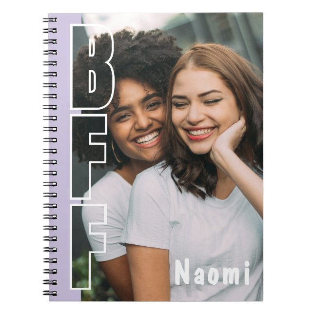 Personalized BFF Photo Illusion Purple Notebook (Front)
