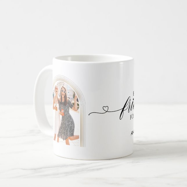 Personalized BFF Script Heart Best Friends Forever Coffee Mug (Front Left)