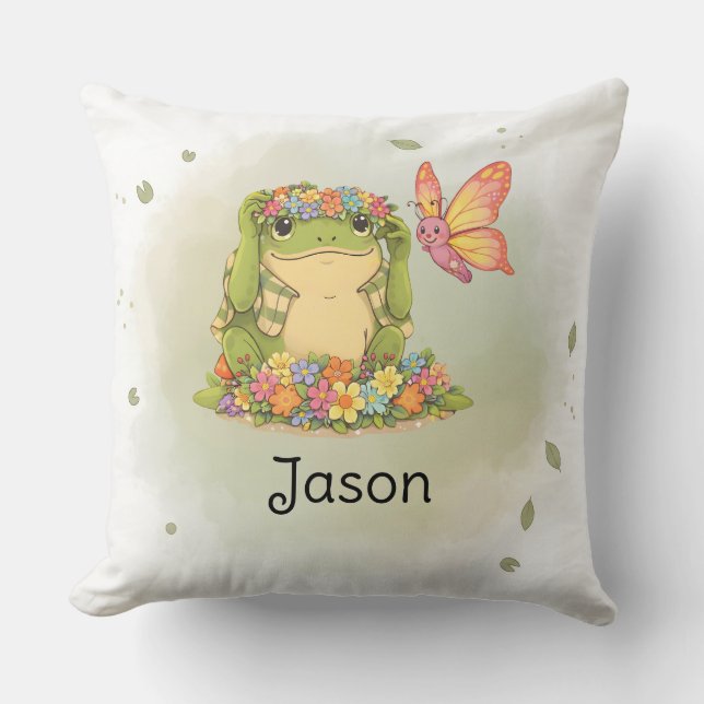 Personalized BG 1 Petal the Butterfly Throw Pillow (Front)