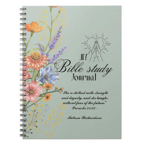 Personalized Bible Study Add Name and Faith Verse  Notebook