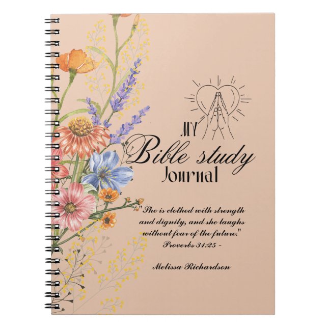 Personalized Bible Study Add Name and Faith Verse  Notebook (Front)
