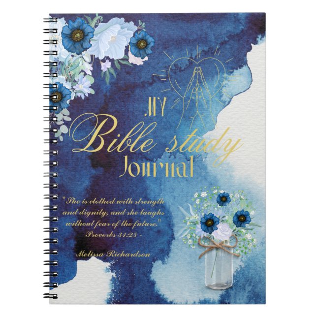 Personalized Bible Study Add Name and Faith Verse  Notebook (Front)