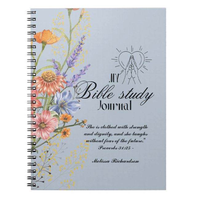Personalized Bible Study Add Name and Faith Verse  Notebook (Front)