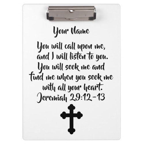 Personalized Bible Verse And Cross Clipboard