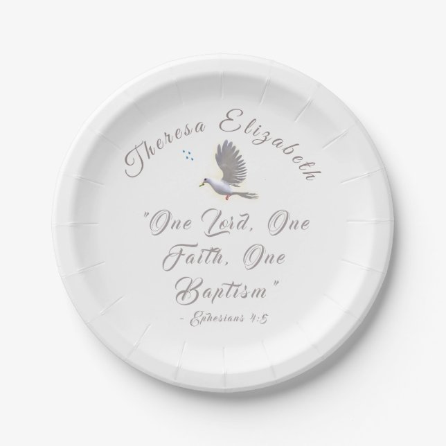 Personalized Bible Verse Baptismal Paper Plates (Front)