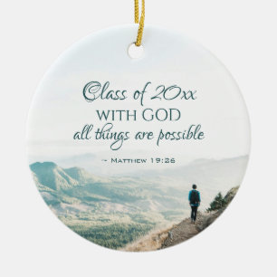 Personalized Bible Verse Christian Graduation Ceramic Ornament