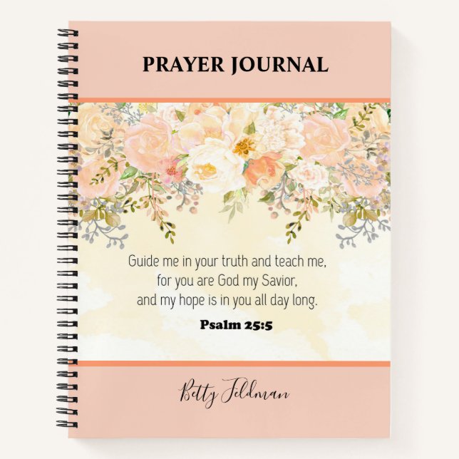 Personalized Bible Verse Floral Prayer Journal (Front)