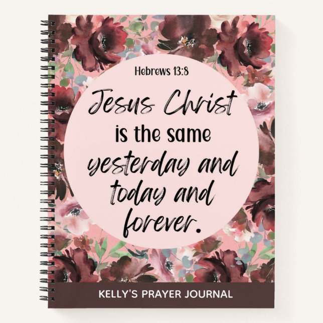 Personalized Bible Verse Floral Prayer Journal (Front)