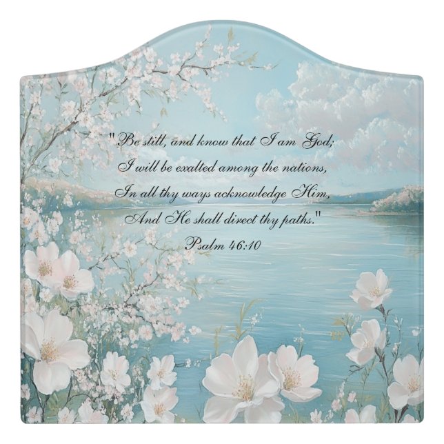 Personalized Bible Verse Floral Wall Art Door Sign (Large Crest Front)