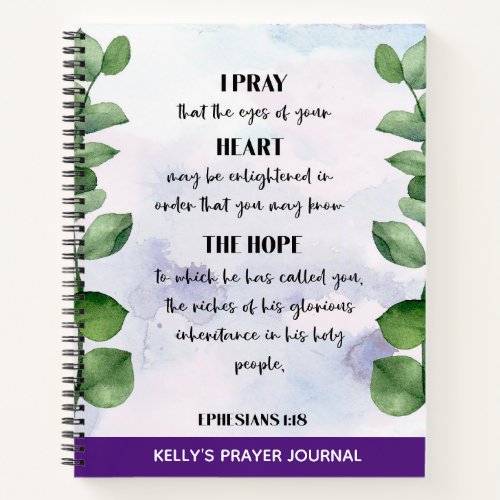 Personalized Bible Verse Greenery Prayer Journal