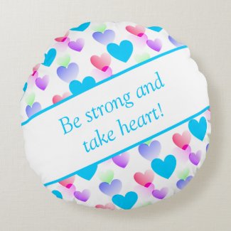 Personalized Bible Verse Hearts Round Elegant Blue