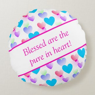 Personalized Bible Verse Hearts Round Hot Pink