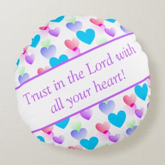 Personalized Bible Verse Hearts Round Lilac