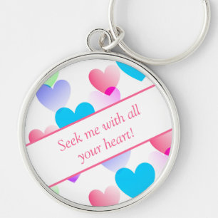 Personalized Bible Verse Hearts Round Rosy Pink Keychain