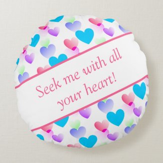 Personalized Bible Verse Hearts Round Rosy Pink