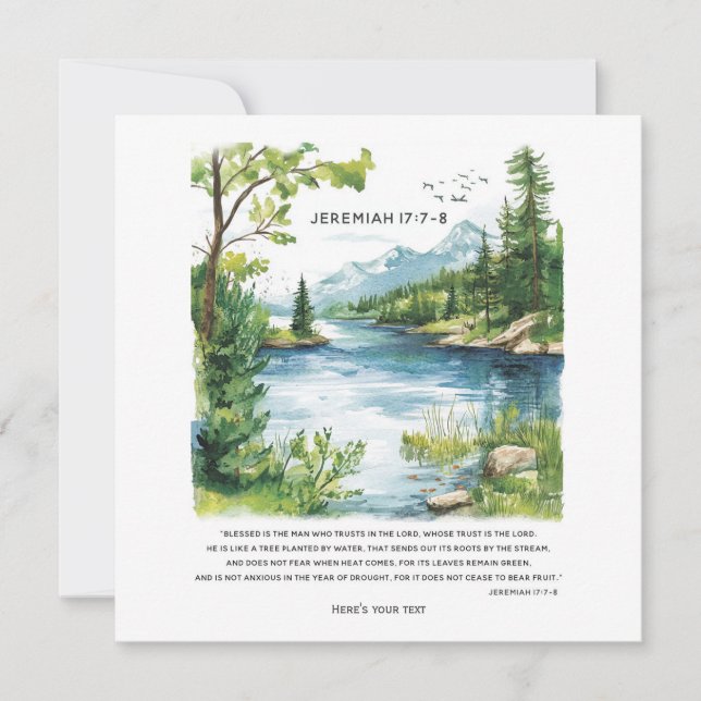 Personalized  Bible Verse Landscape Print  Holiday Card (Front)