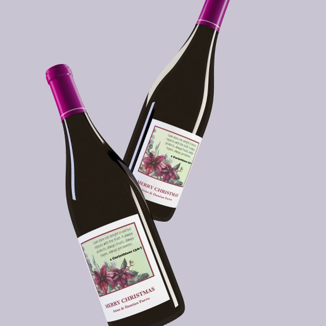 Personalized Bible Verse Merry Christmas  Wine Label (Creator Uploaded)