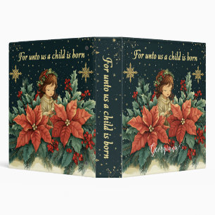 Personalized Biblical Nativity Child & Verse 3 Ring Binder