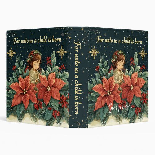 Personalized Biblical Nativity Child & Verse 3 Ring Binder