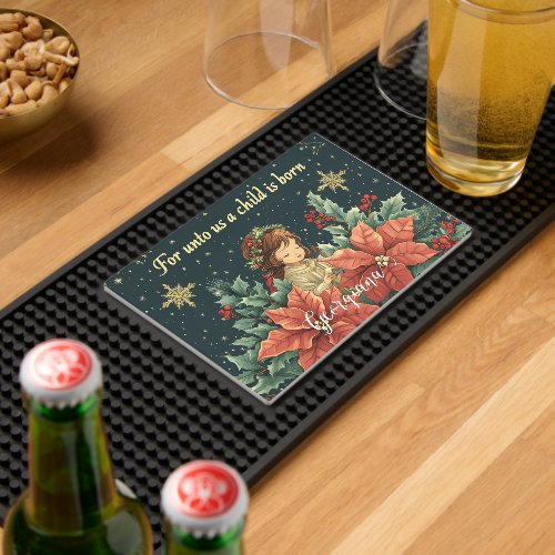 Personalized Biblical Nativity Child &amp; Verse Bar Mat