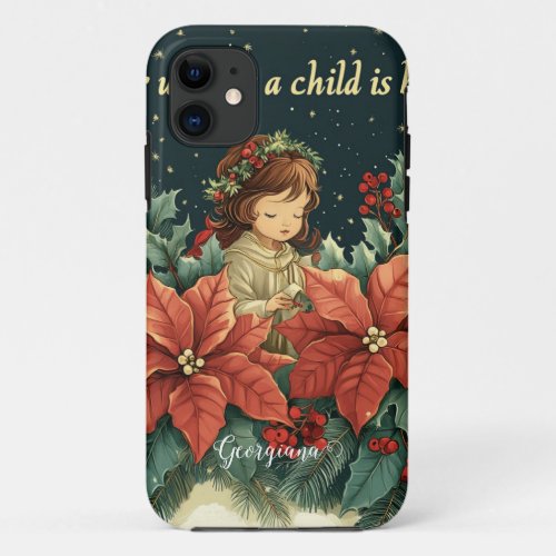 Personalized Biblical Nativity Child &amp; Verse iPhone 11 Case