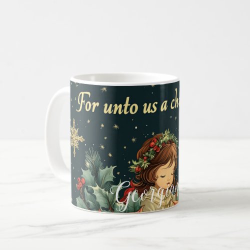 Personalized Biblical Nativity Child &amp; Verse Coffee Mug