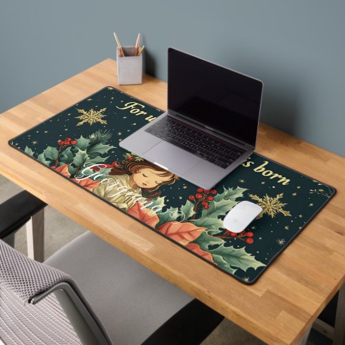 Personalized Biblical Nativity Child & Verse Desk Mat