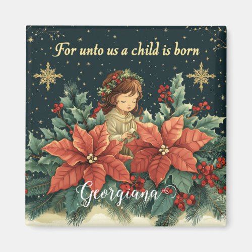 Personalized Biblical Nativity Child &amp; Verse Magnet