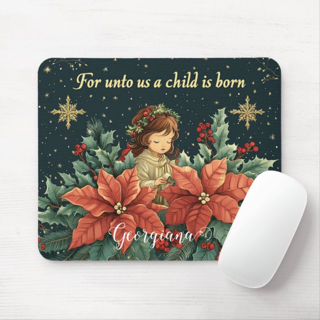 Personalized Biblical Nativity Child & Verse Mouse Pad (With Mouse)