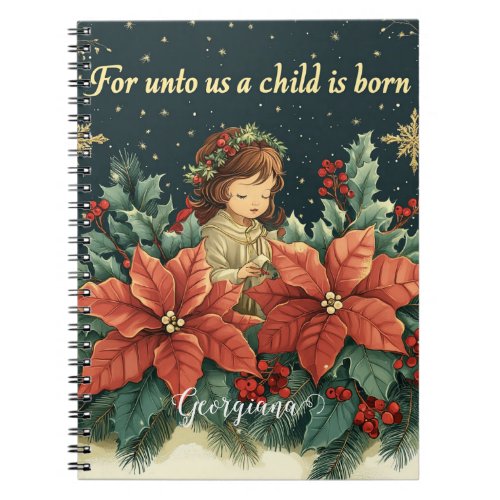 Personalized Biblical Nativity Child &amp; Verse Notebook
