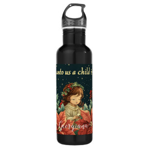 Personalized Biblical Nativity Child & Verse Stainless Steel Water Bottle