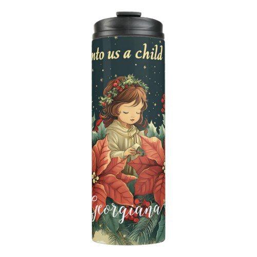 Personalized Biblical Nativity Child &amp; Verse Thermal Tumbler