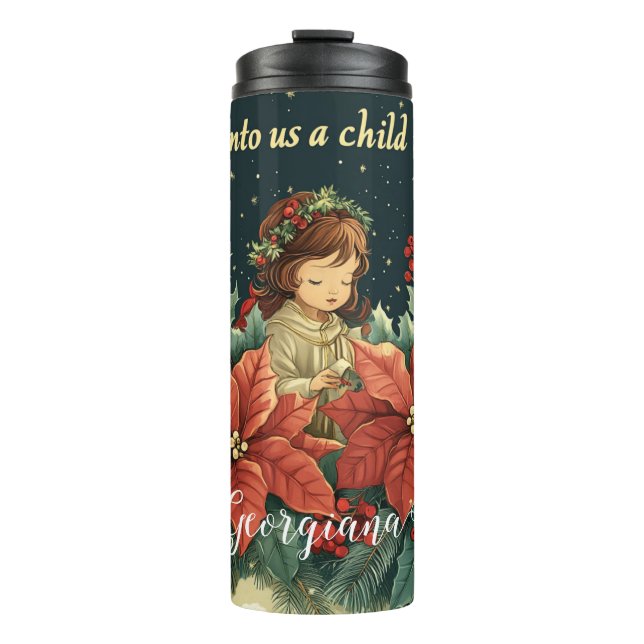 Personalized Biblical Nativity Child & Verse Thermal Tumbler (Front)
