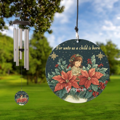 Personalized Biblical Nativity Child &amp; Verse Wind Chime