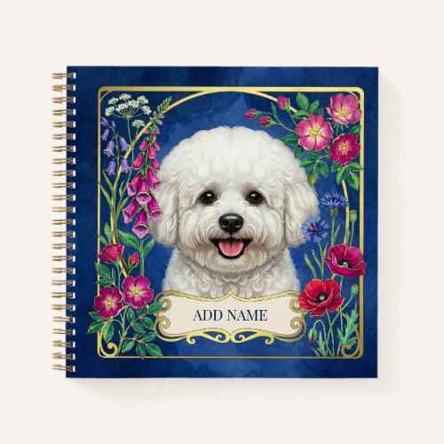 Personalized Bichon Frise Blue Notebook