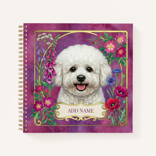 Personalized Bichon Frise Pink Notebook (Front)