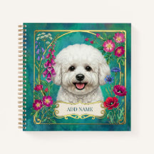 Personalized Bichon Frise Teal Notebook