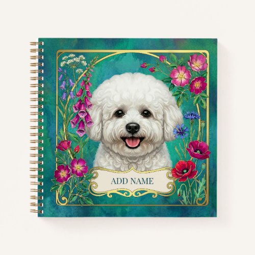 Personalized Bichon Frise Teal Notebook