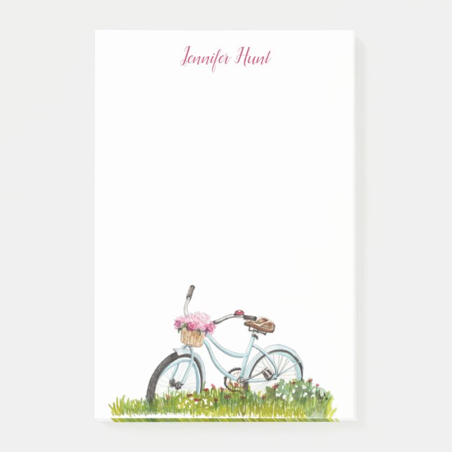 Personalized Bicycle with flower Notepad (Front)