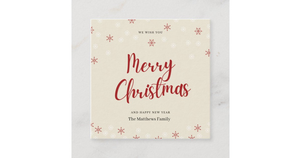 Personalized Biege Snowflake Merry Christmas Enclosure Card Zazzle