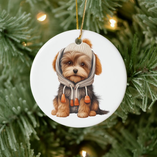 Personalized Biewer Terrier Dog Ceramic Ornament (Tree)