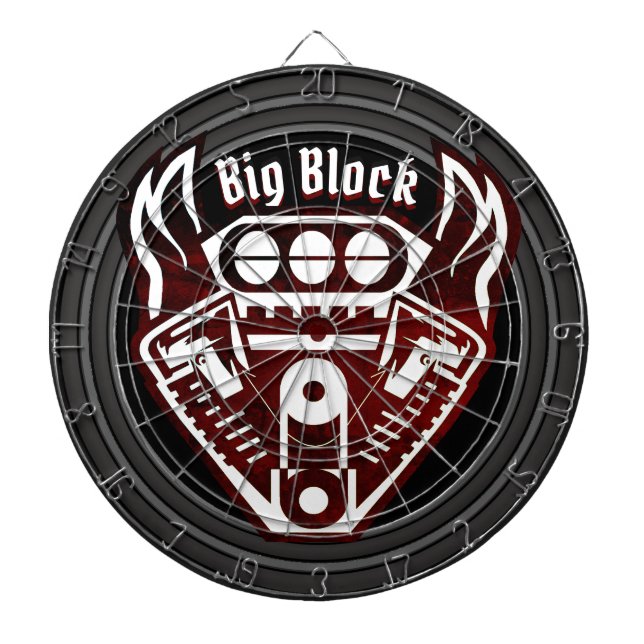 Personalized Big Block Racing Engine Dart Board (Front)