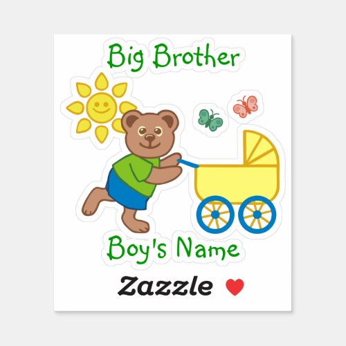 Personalized Big Brother Cute Bear Stroller Sticker