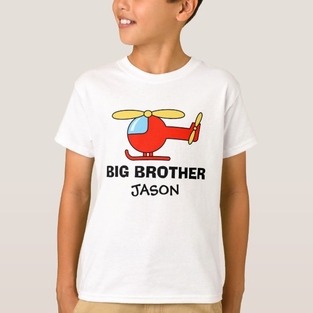 Personalized big brother helicopter shirt for boys (Front)