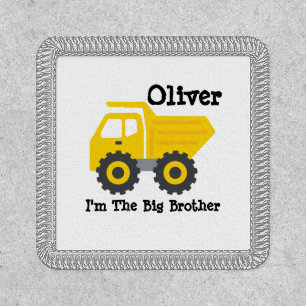Personalized Big Brother Kids Yellow Dump Truck Patch