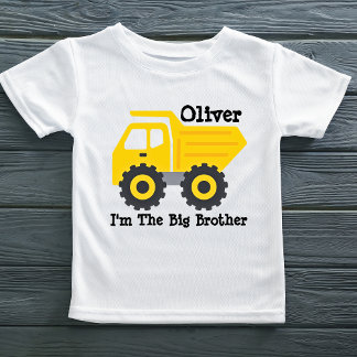 Personalized Big Brother Kids Yellow Dump Truck Toddler T-shirt