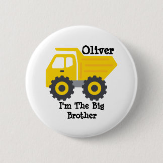Personalized Big Brother Yellow Dump Truck Button
