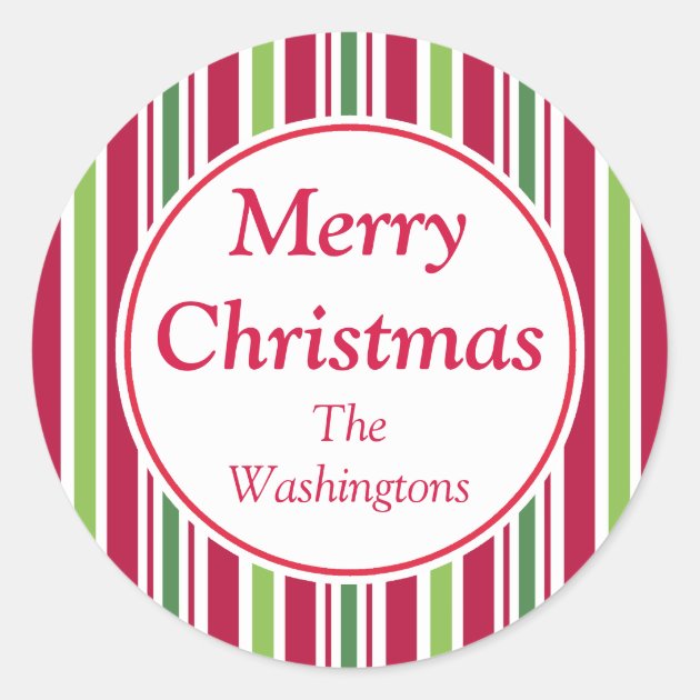Personalized Big Candy Stripe Christmas Stickers